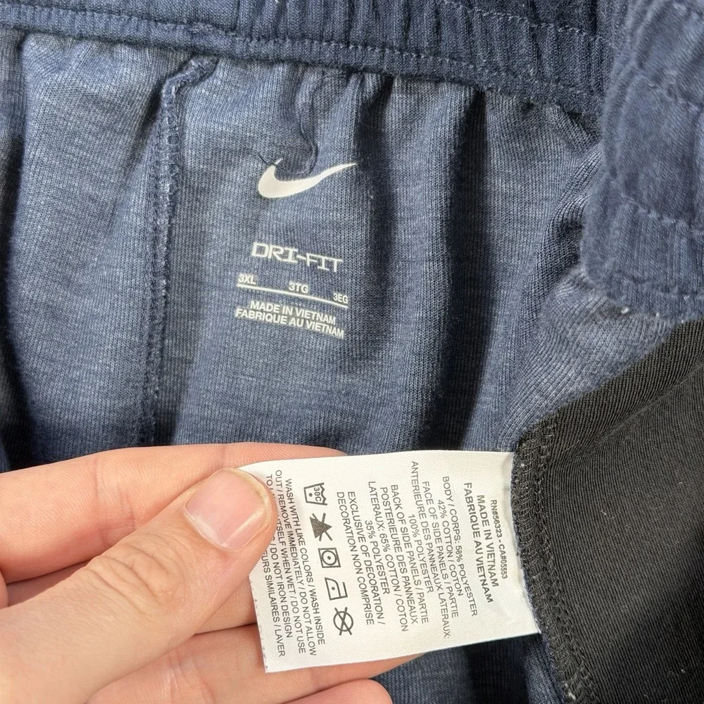 Nike Sweatpants Mens 3XL Blue Jersey Knit Swoosh Zip Pocket Dri-Fit Joggers Gym